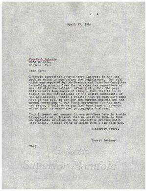 [Letter from Herb Roberts to Truett Latimer, April 17, 1959]