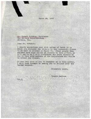 [Letter from Truett Latimer to Howard McMahon, March 23, 1959]