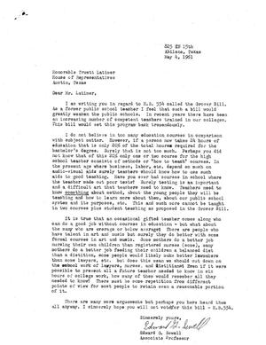 [Letter from Edward G. Sewell to Truett Latimer, May 4, 1961]