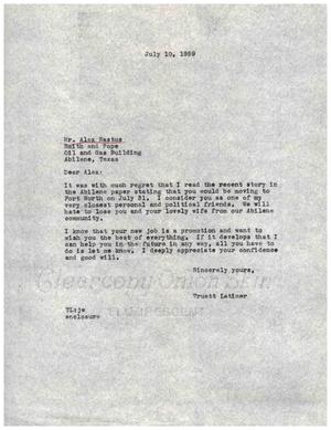 [Letter from Truett Latimer to Alex Eastus, July 10, 1959]