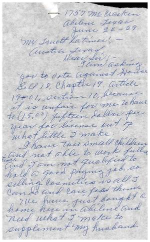 [Letter from Mrs. Ernest H. Watson to Truett Latimer, June 24, 1959]