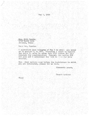[Letter from Truett Latimer to Mrs. Bill Morris, May 7, 1959]