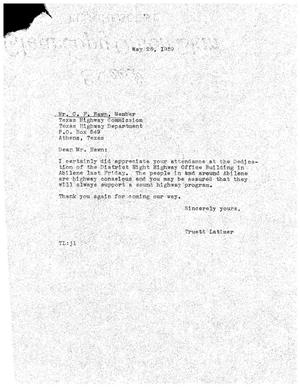 [Letter from Truett Latimer to C. F. Hawn, May 26, 1959]