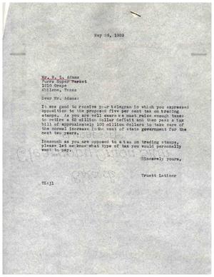 [Letter from Truett Latimer to H. L. Adams, May 26, 1959]