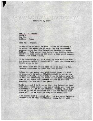 [Letter from Truett Latimer to Mrs. L. A. Groene, February 5, 1959]