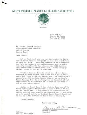 [Letter from George B. Freeman to Truett Latimer, February 19, 1959]