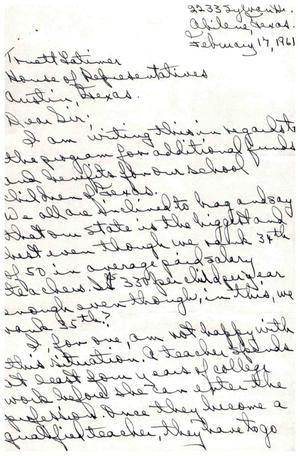 [Letter from R. B. Good to Truett Latimer, February 17, 1961]