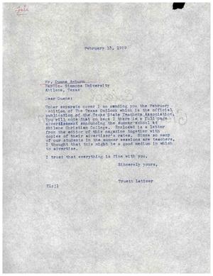 [Letter from Truett Latimer to Duane Amburn, February 13, 1959]