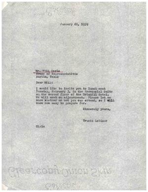 [Letter from Truett Latimer to Will Earle, January 28, 1959]