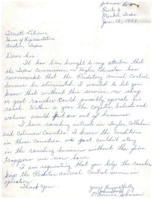 [Letter from Maurice Johnson to Truett Latimer, January 12, 1959]