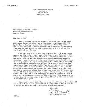 [Letter from R. E. Donnell to Truett Latimer, March 29, 1961]