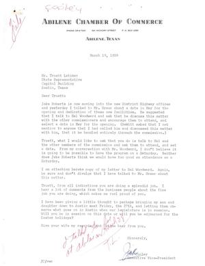 [Letter from Joe Cooley to Texas State Representative Truett Latimer, March 19, 1959]