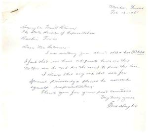 [Letter from Earl Hughes to Truett Latimer, February 13, 1961]