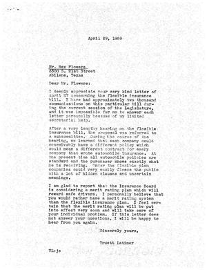 [Letter from Truett Latimer to Rex Flowers, April 29, 1959]