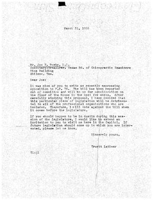 [Letter from Truett Latimer to Joe E. Busby, March 31, 1959]