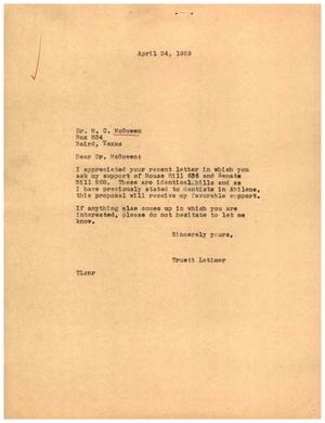 [Letter from Truett Latimer to M. C. McGowen, April 24, 1959]