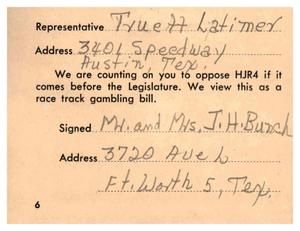 [Postcard from Mr. and Mrs. J. H. Bunch to Truett Latimer, 1961]