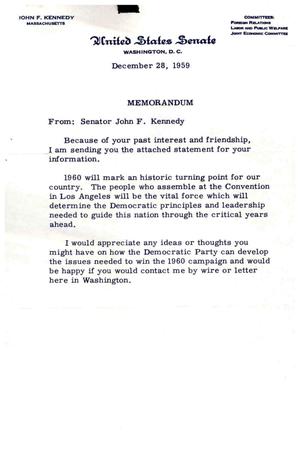 [Letter from John F. Kennedy, December 28, 1959]