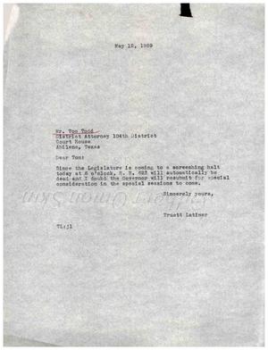 [Letter from Truett Latimer to Tom Todd, May 12, 1959]