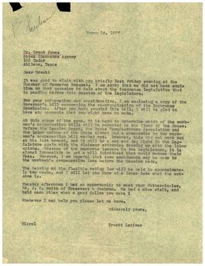 [Letter from Truett Latimer to Grant Jones, March 14, 1957]