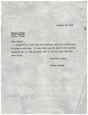 [Letter from Truett Latimer to Abraham Kazen Jr., January 15, 1959]