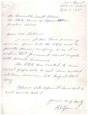 [Letter from G. C. Spann to Truett Latimer, February 17, 1961]