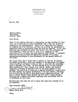 [Letter from Travis Smith to Truett Latimer, May 26, 1960]