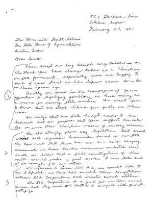 [Letter from Forrest Carter to Truett Latimer, February 23, 1961]