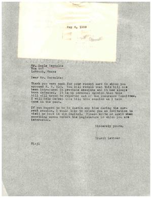 [Letter from Truett Latimer to Doyle Reynolds, May 6, 1959]