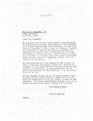 [Letter from Truett Latimer to O. J. Russell, Jr., May 2, 1959]