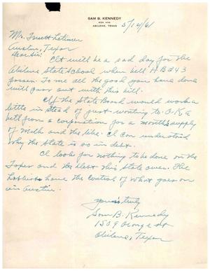 [Letter from Sam B. Kennedy to Truett Latimer, May 14, 1961]