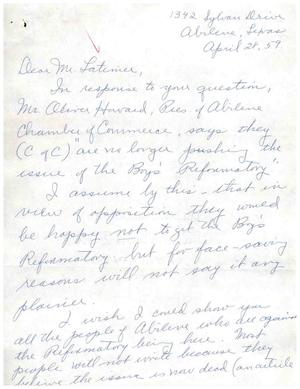 [Letter from Mrs. Norman Fitzgerald to Truett Latimer, April 28, 1959]