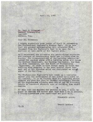[Letter from Truett Latimer to Boyd J. McDaniel, April 20, 1959]
