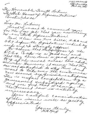 [Letter from H. H. King to Truett Latimer, February 22, 1962]