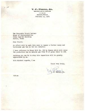 [Letter from V. C. Perini Jr. to Truett Latimer, February 13, 1961]