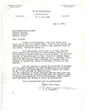 [Letter from T. N. Carswell to Truett Latimer, May 2, 1959]
