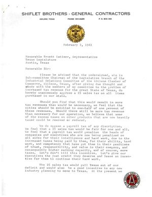 [Letter from Foey M. Shiflet to Truett Latimer, February 2, 1961]