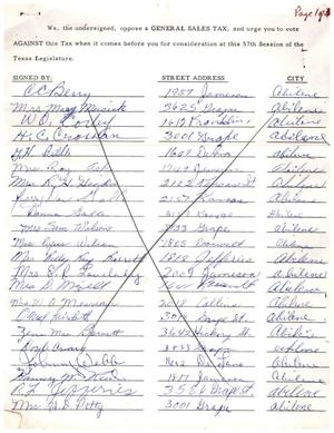 [Petition Signed in Opposition to Sales Tax, 1961]