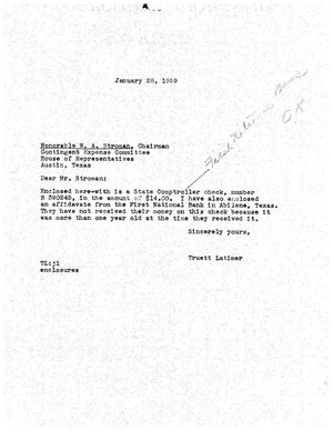 [Letter from Truett Latimer to W. A. Stroman, January 28, 1959]
