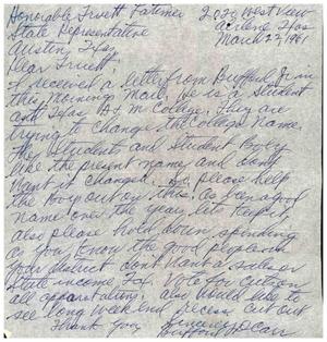 [Letter from Bufford Carr to Truett Latimer, March 22, 1961]