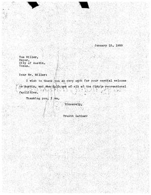 [Letter from Truett Latimer to Tom Miller, January 15, 1959]