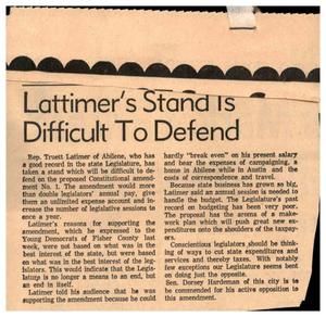 Primary view of object titled '[Clipping: Lattimer's Stand Is Difficult To Defend]'.