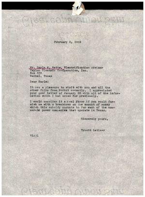 [Letter from Truett Latimer to Earle M. Watts, February 5, 1959]