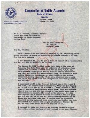 [Letter from Charles C. Shepherd to W. C. Schulle, February 8, 1961]