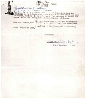 [Letter from Mrs. W. Hubert Seale to Truett Latimer, January 12, 1961]