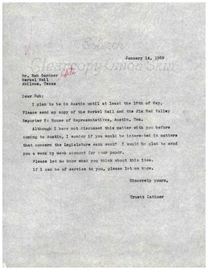 [Letter from Truett Latimer to Bob Gardner, January 14, 1959]