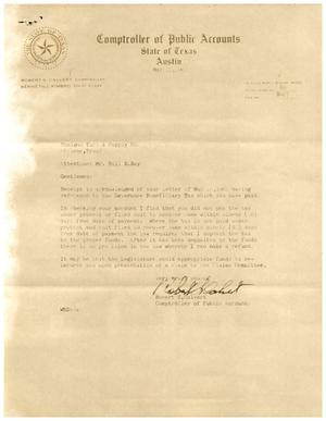 [Letter from Robert S. Calvert to Bill D. Ray, May 12, 1961]