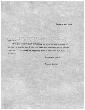 [Letter from Truett Latimer, January 14, 1959]