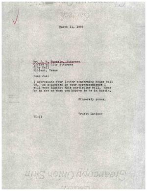 [Letter from Truett Latimer to J. M. Nuessle, March 11, 1959]