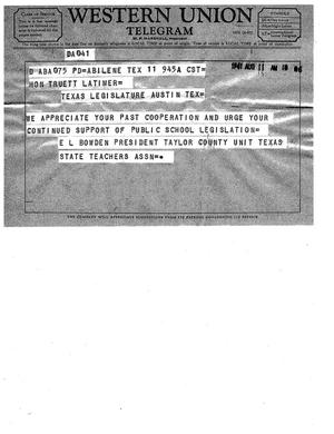 [Telegram from E. L. Bowden, August 11, 1961]